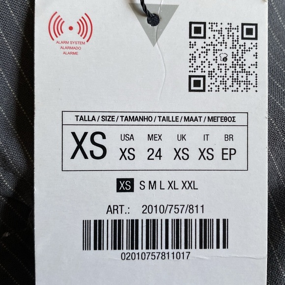 NWT. Zara Light Grey Pin Striped V-neck Waistcoat. Size XS. - Picture 8 of 11